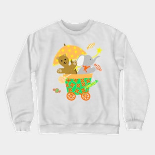 Teddy bear and elephant tossing candies Crewneck Sweatshirt